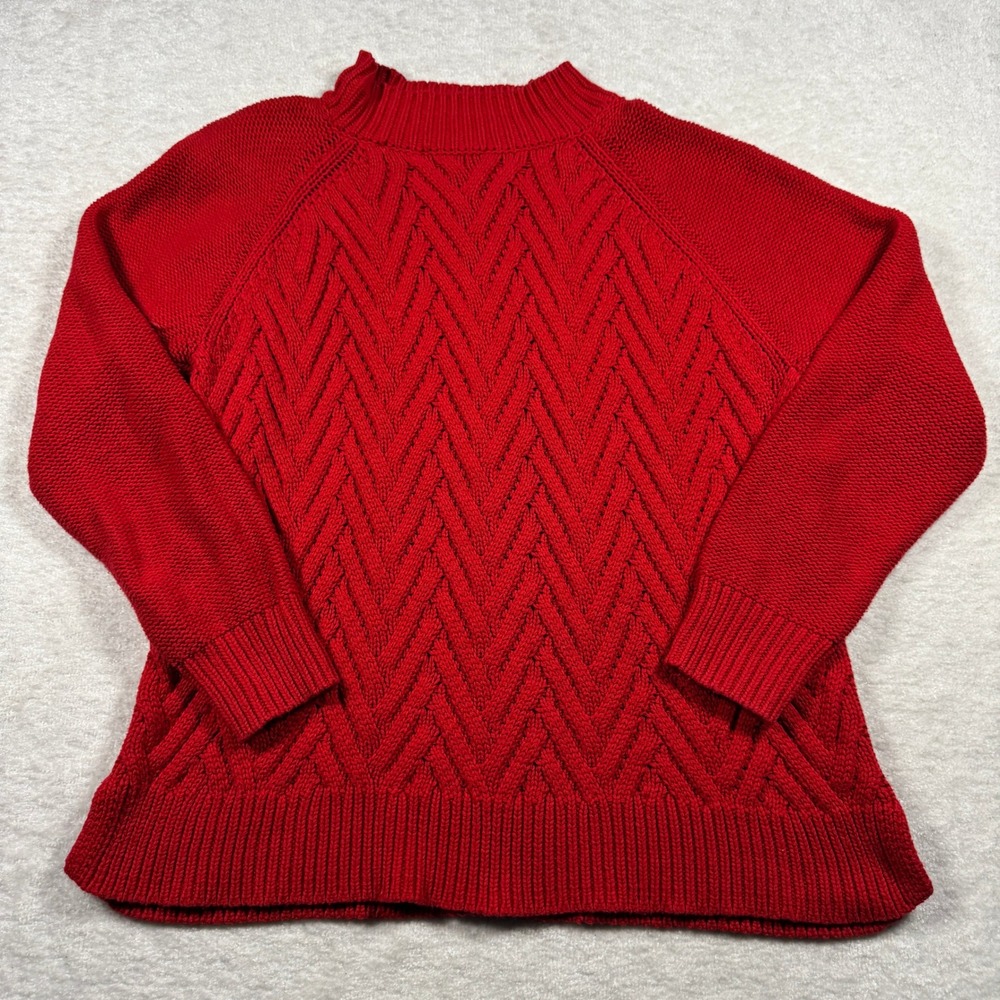 Chaps Red Mock Neck Cable Knit Sweater Women's Size‎ Large